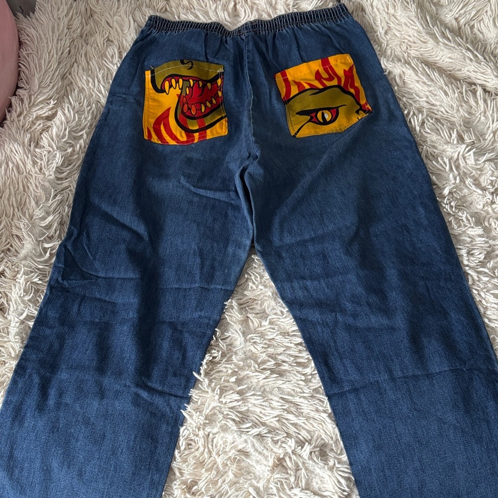 Koret Blue Pants with Yellow and Red Graphic Pockets